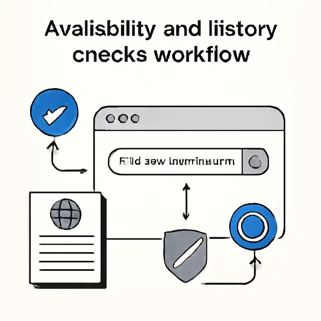 Find your domain name से पहले domain availability और history check workflow