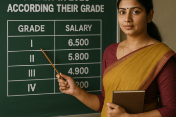 Rajasthan Teacher salary 2026 grade wise chart with teacher in classroom
