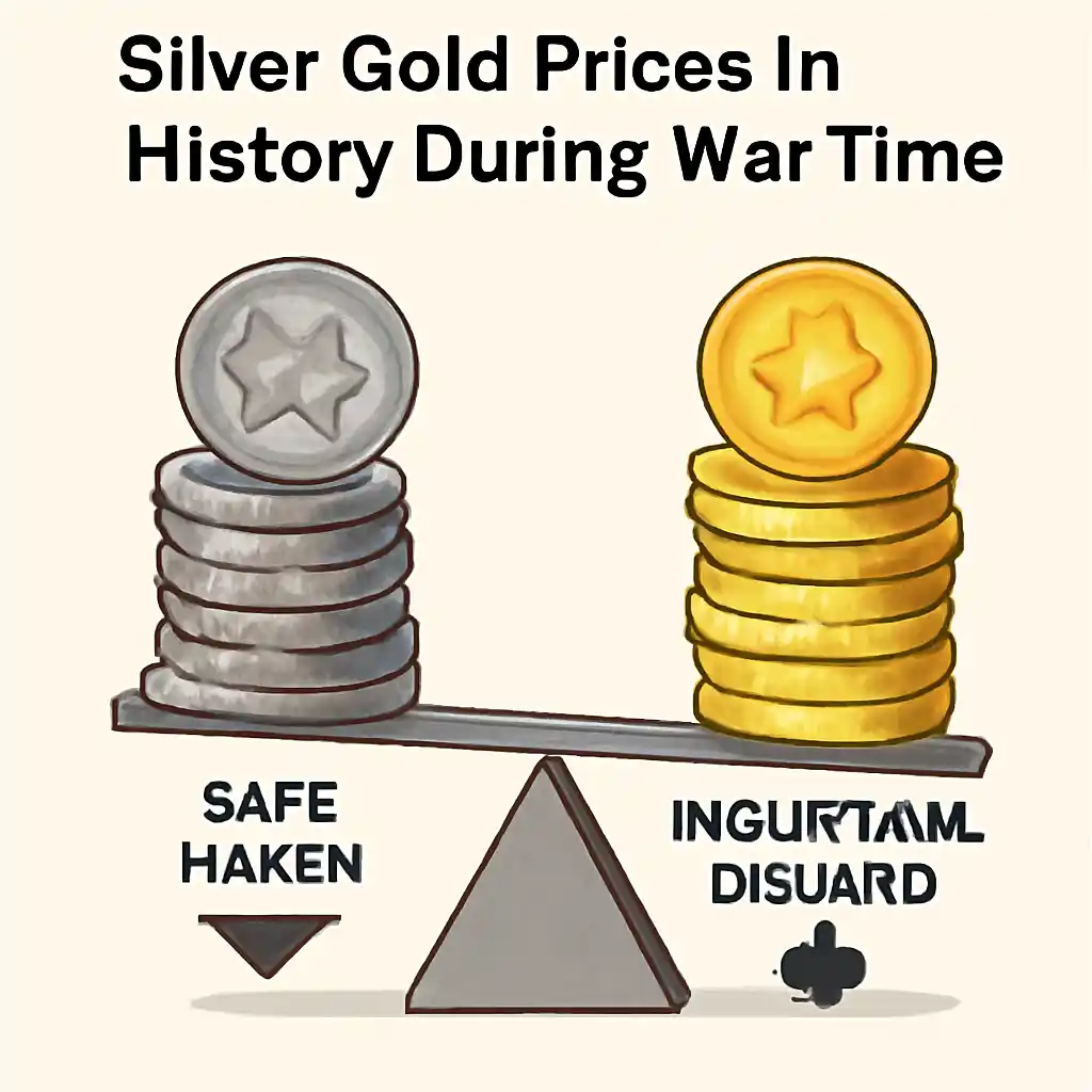 silver gold prices In History During War Time silver and gold coins showing safe haven demand vs industrial demand during wartime